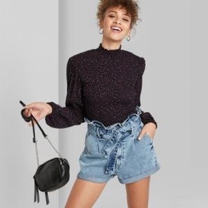 Wild Fable High-Rise Belted Paperbag Waist Jean Denim Shorts Women’s XS